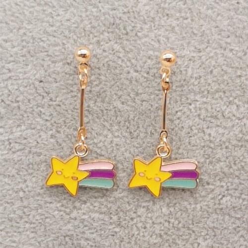 Smiley Rainbow Cloud Enamel Pendant Floating Metal Pendant Handmade Earrings Jewelry Women