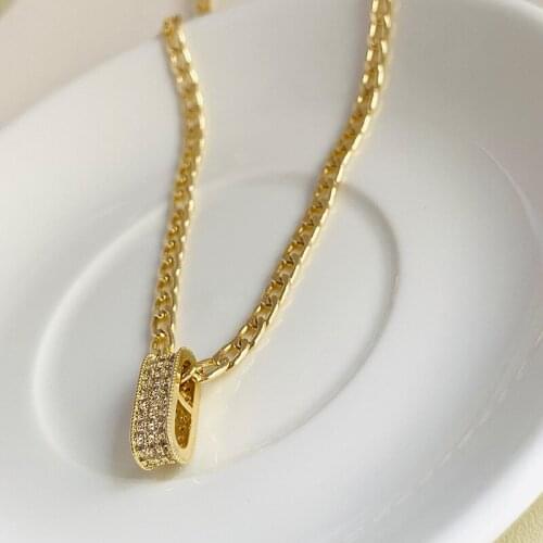 TARCLIY Trendy Shiny Rhinestone Hollow Pig Nose Pendant Necklace Simple Temperament Metal Clavicle Chain Women Jewelry 2021 New