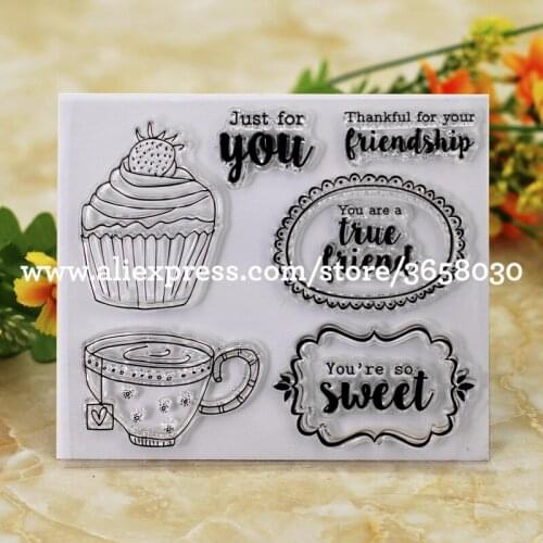 Just for you Cake Tea Scrapbook DIY photo cards account rubber stamp clear stamp transparent stamp 10.5x12.4cm 8052522