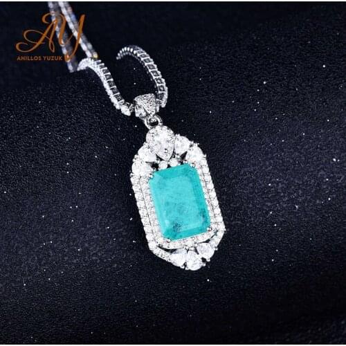 Anillos Yuzuk Vintage 925 Sterling Silver Oval Cut Paraiba Tourmaline Gemstone Wedding Pendent Necklace Fine Jewelry Wholesale