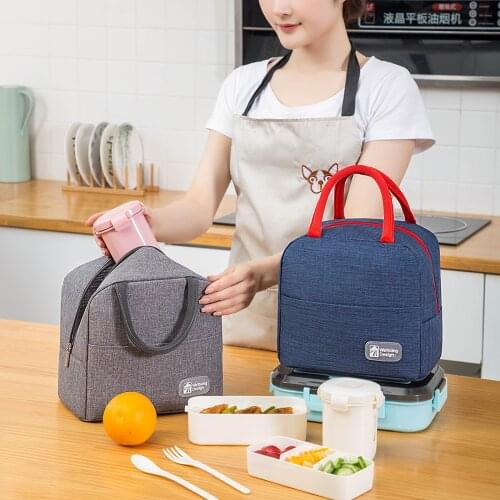 Waterproof Multipurpose Lunch Bag Thermal Portable Handbag for Women Men Black/Gray/Rose Red/Navy