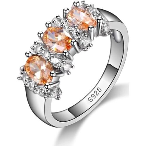 Top Vendor Women 925 Sterling Silver Wedding Rings For Women Bridal Jewelry Accessary For Engagement Shinning Rhinestone Ring