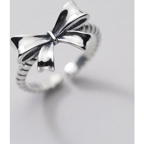 VENTFILLE 925 Sterling Silver Ring Sparkling Bow Knot Stackable Rings Cubic Zirconia for Women Valentines Day Gift Fine Jewelry