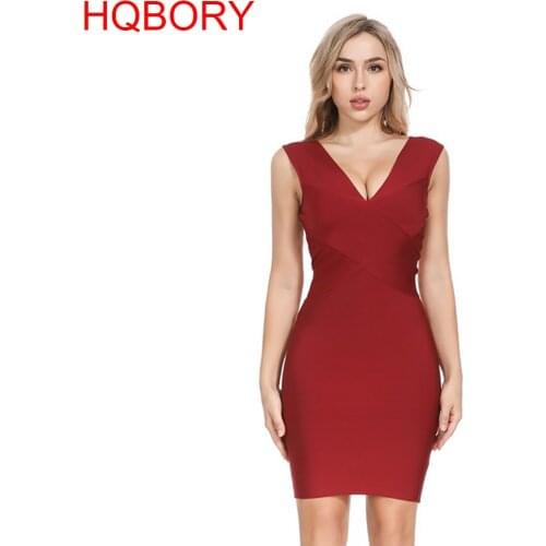 Sleeveless V neck knee length wholesale sexy women new fashion 2020 bodycon bandage dress