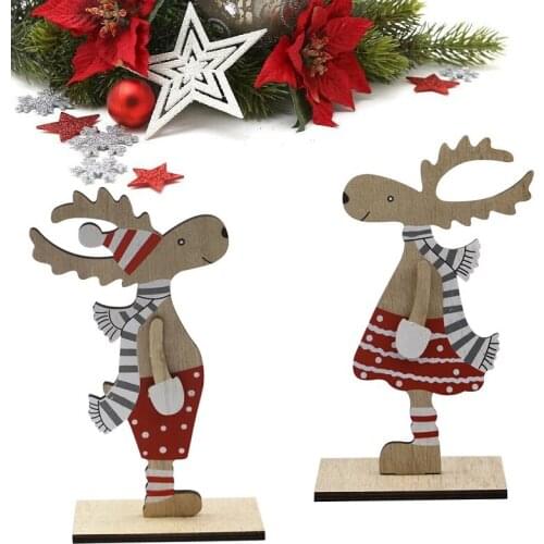 1Pcs Christmas Wooden Deer Table Decoration Christmas Party Decor For Home Splicing Wooden Deers Crafts Gift Ornaments Supplies