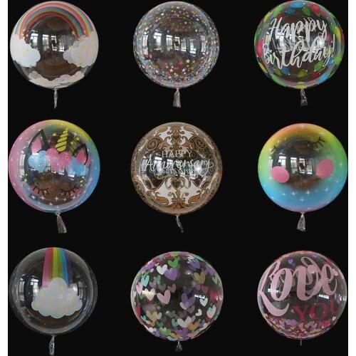 2pcs 20inch Transparent Rainbow Stars Printed Bobo Balloon No Wrinkles Clear Helium Balloons Birthday Party Wedding Decorations