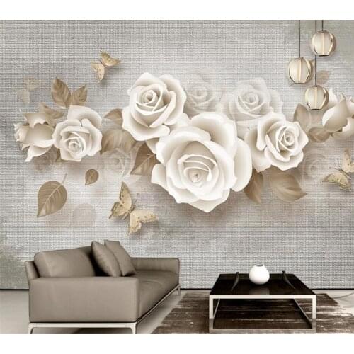 Customized 3d photo wallpaper stereo relief rose European retro TV background wall decoration painting papel de parede wallpaper