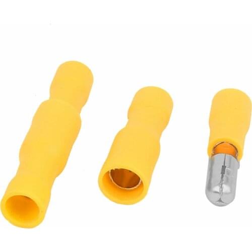 50pcs Yellow Male Female Bullet Insulated Connector Crimp Terminals Wiring Cable Plug FRD5.5-195 FRD5-195 MPD5.5-195 MPD5-195