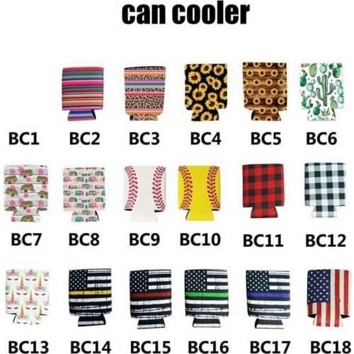6Pcs 330ml 12oz Themed Insulated Neoprene Beer & Soda Sleeve Covers Can Coolers Sleeves Perfect For BBQ Weddings Parties