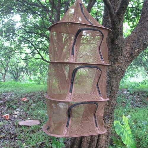 AXEMEN 4 Shelf Hanging Zipper Storage Net Outdoor Tools Folding Tableware Equipment Antifly Storage Net Camping Kits