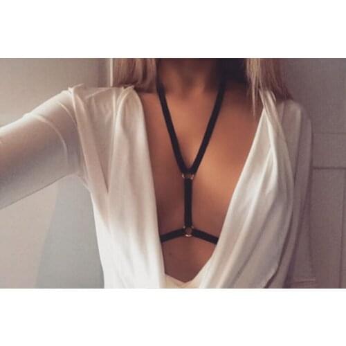 Body Harness Bandage Girl Elastic Bra Straps Cross Bra Crop Top Hollow Out Unlined Bandage Bra Underwear B0402