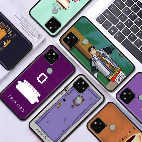 Black Case For Google Pixel 4a 5 4 XL Phone Casing Soft TPU Cover Friends Tv Show Series Sitcom Fall Prevention Protective Shell