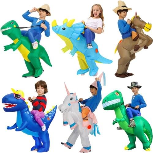Kids T-rex Anime Cosplay Costumes Boys Halloween Party Suit Christmas Unicorn Dinosaur Inflatable Costume Baby Carnival Suit