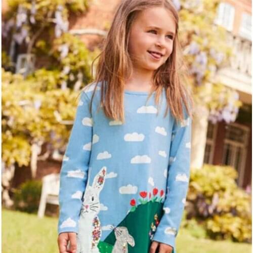 Jumping Meters Princess Dress Unicorn Cloud Girls Hooded Dresses Toddler Clothing Children Cotton Kids Dress Baby Girl Clothes