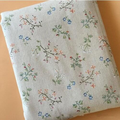 DIY Sewing Cotton Linen Fabric Floral Printed Pure Cotton Linen Fabric Quilting Canvas Material Tablecloth Sofacover Pillowcase