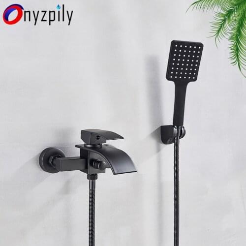 Chrome Waterfall Shower Faucet Wall Mounted Handheld Shower Mixer Tap Waterfall spout Bathtub Mixer Faucet Plastic Shower Brack