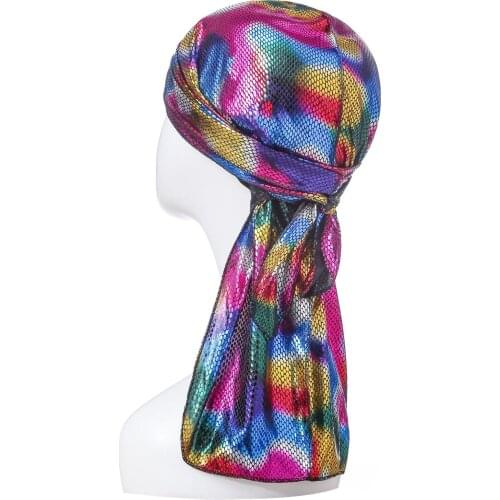 Kagenmo Adult Laser Imitation Silk Long Tail Pirate Hat Hip Hop Cape Hat Fashion Outdoor Leisure Sun Hats