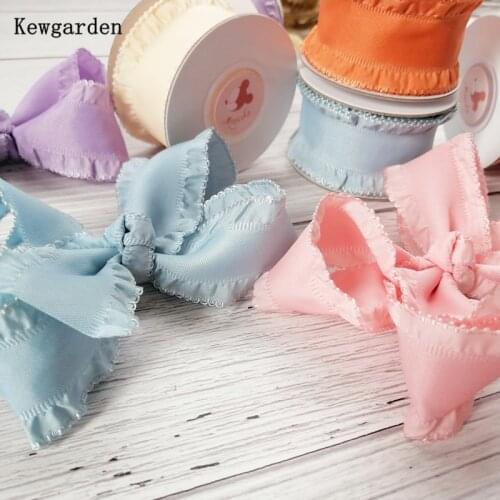 Kewgarden Wavy edge Ruffle Ribbon 1" 1.5" 25mm 38mm Crafts Handmade Sewing DIY Bow Hair Accessories Flower Packing 10 Yards