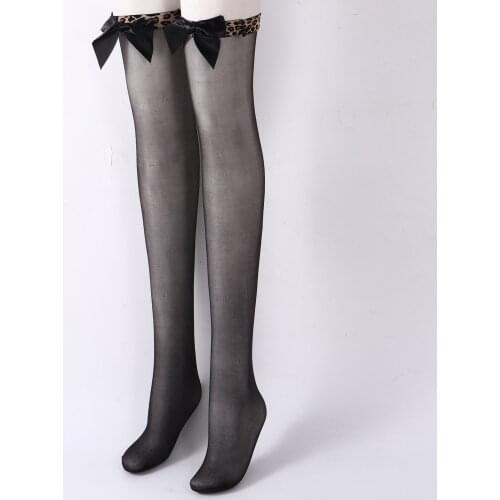 Lolitas Lace Stockings Female Japanese Harajuku Leopard Over The Knee Socks Summer Ultra Thin College Sweet Skirt Socks Women