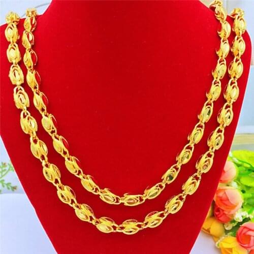 FASHION YELLOW GOLD 14K MENS NECKLACE FOR WEDDING ENGAGEMENT JEWELRY MENS CHAIN NECKLACE BIG BOSS GOLD NECKLACE JEWELRY GIFT