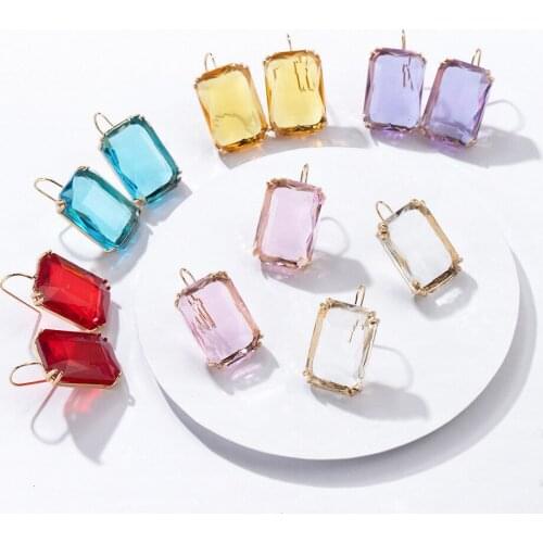 Trendy Geometric Square Clear Acrylic Drop Dangle Earrings Wedding Jewelry Transparent Resin Pendant Hanging Earrings For Women