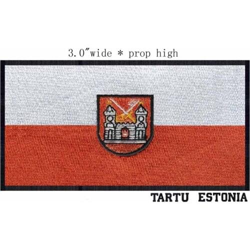 Tartu, Estonia Flag 3" wide embroidery patch for sewing art/clothes iron/parche militar