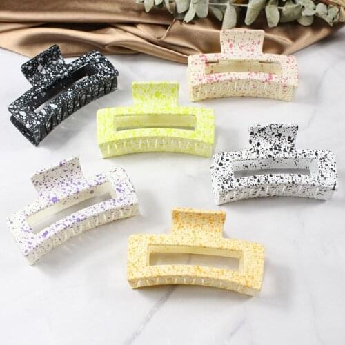 New Korean Designer Women Acetic Acid Splash Ink Hair Claw Rectangular Candy-colored Hair Clip Acrylic Hair Accessories