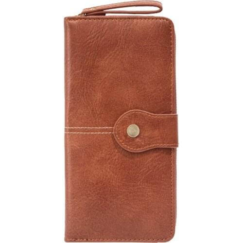 New Style Wallet Retro PU Leather Ladys Two Zipper Long Clutch Large-Capacity Coin Purse Wax Leather Wallet Card Holder