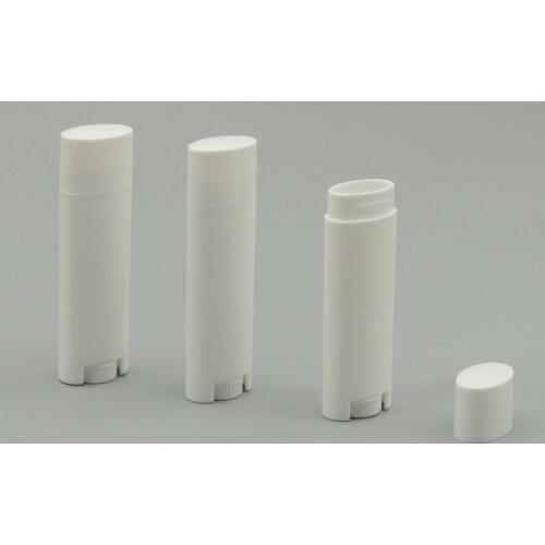 Wholesale Oval Shape 4.5g Lipbalm Tube Packing Bottle Contaienr Twist Empty Lipstick Tube In White Color