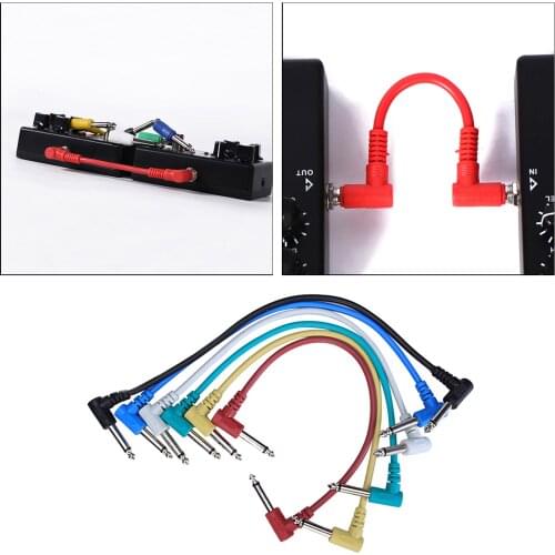 6x 12' Angled Electric Guitar Effects Pedal Patch Cable for Electric Guitars