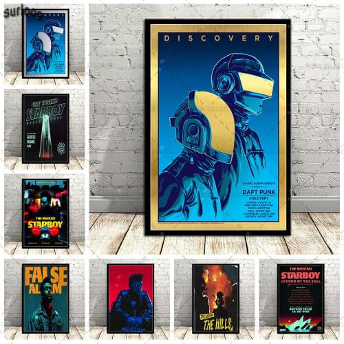 The Weeknd Wall Art Poster StarBoy Rap Music Album Retro Pictures Prints Canvas Painting for Living Room Home Decor