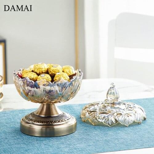 European Vintage Glass Bottle Relief Craft Coffee Table Candy Snacks Storage Jar with Lid Home Living Room Decoration Ornaments