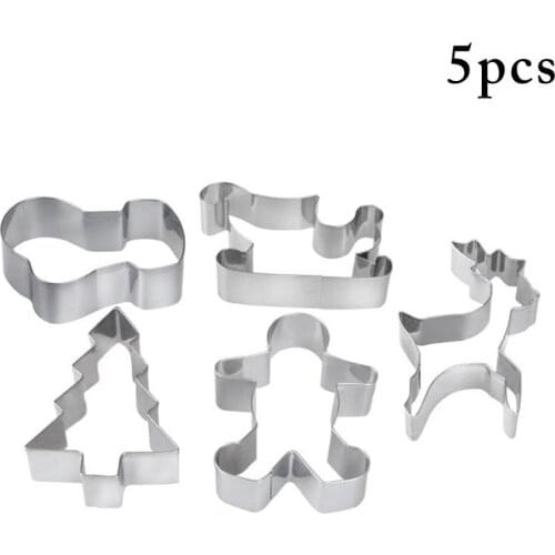 Kapmore 5Pcs/Set Christmas Cookie Cutter Stainless Steel Xmas Biscuit Cutter Cake Molds DIY Baking Tools Accessories