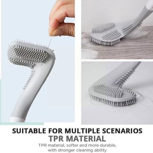 Long Handle Toilet Cleaning Brush Silicone Toilet Brushes Cleaning Brush For Bathroom Toilet Silicone Brush Head Bendable V3O5
