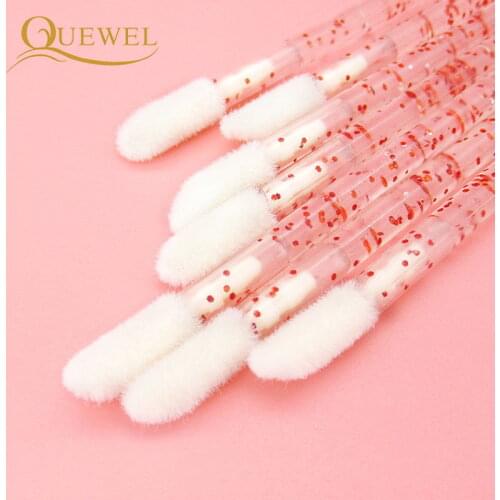 Quewel Crystal Eyelash Brush 100pcs Disposable Lip Brushes Micro Eyelashes Cleaning Mascara Applicator Lash Extension Tool