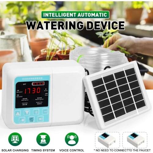 1/2 Double pump Intelligent Garden Automatic Watering Device Solar Energy Charging Potted Plant Drip Irrigation Timer System