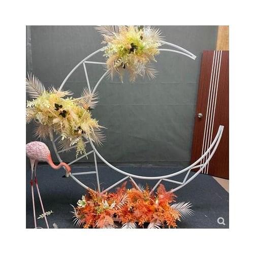 Wedding site decoration wrought iron moon arch wedding stage background moon decorations sen wedding layout