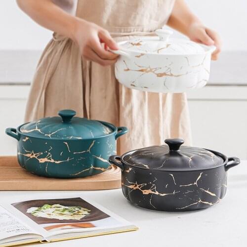 High temperature marbled frosted household stew double ear soup nest nourishing waterproof layer stew pot healthy stew