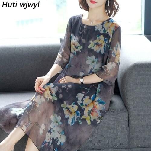 2021 Vintage Floral 5XL Plus Size Boho Midi Dresses Summer Voile Print Chiffon Beach Maxi Sundress Elegant Women Party Vestidos