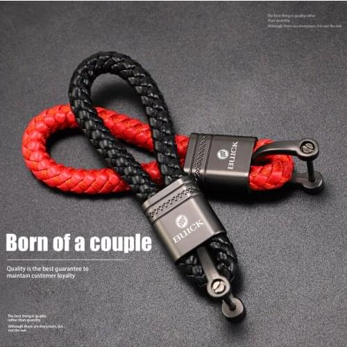 1Pcs Universal Metal Car Keychain Leather Woven Key Ring For Buick Regal Hideo Lacrosse GL8 Excelle XT Encore Envision Enclave