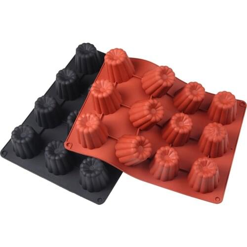 12 Cups Silicone Cannele Mold French Custard Coffee Cake Mould Bordelais Silicon Candy Maker Muffin Jelly Cake Pan Baking Tools