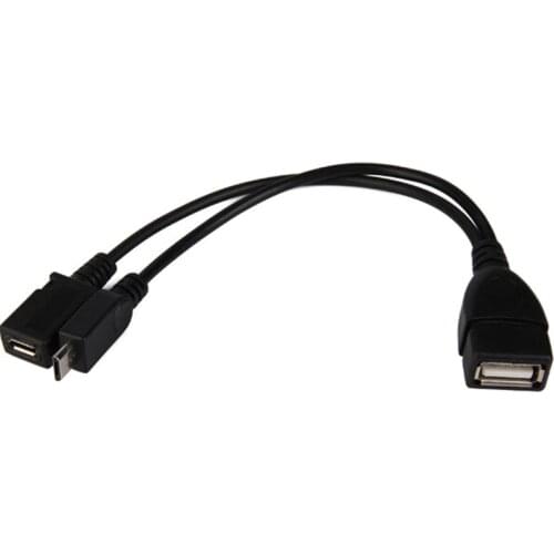 2 In 1 OTG Micro USB Host Power Y Splitter USB Adapter to Micro 5 Pin Male Female Cable 20cm