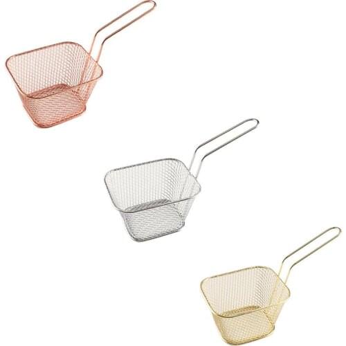 3pcs Square Frying Basket Durable Food Fried Basket Fry Basket With Handle Kitchen Tool