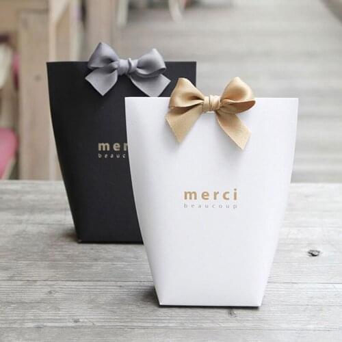 50pcs/pack paper gift bags shopping bag jewelry bowknot packaging rectangle ring case wedding favors