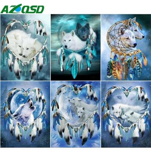 AZQSD 5D Diamond Painting New Arrivals Wolf Full Square Drill Diamond Embroidery Animal Mosaic Picture Of Rhinestones Needlework