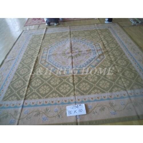Free shipping 10'x10'(3x3m) Square French aubusson woolen rugs,handmade rug/carpet for home decoration