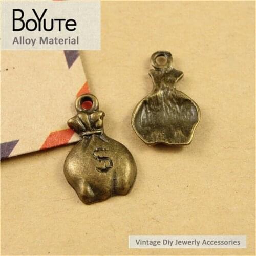 BoYuTe (50 Pieces/Lot) 17*10MM Wholesale Antique Bronze Plated Zinc Alloy Money Bag Dollar Purse Charms for Jewelry Making