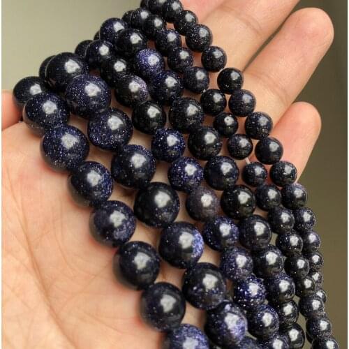 4 6 8 10 12mm Natural Blue Sandstone Beads Round Loose Stone Beads for Jewelry Making DIY Earrings Bracelet Necklace 15 inches