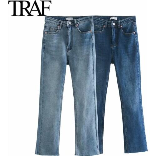Traf Za Washed Baggy Jeans Woman High Waist Streetwear Vintage Mom Jeans Fall 2021 New Fashion Harajuku Straight Pants