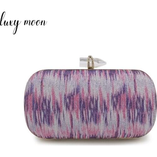 Gradient Pink Clutch Bag Crystal Hasp Luxury Designer Handbag Chain Shoulder Evening Bags 2021 Womens Brand Wedding Clutch Z146